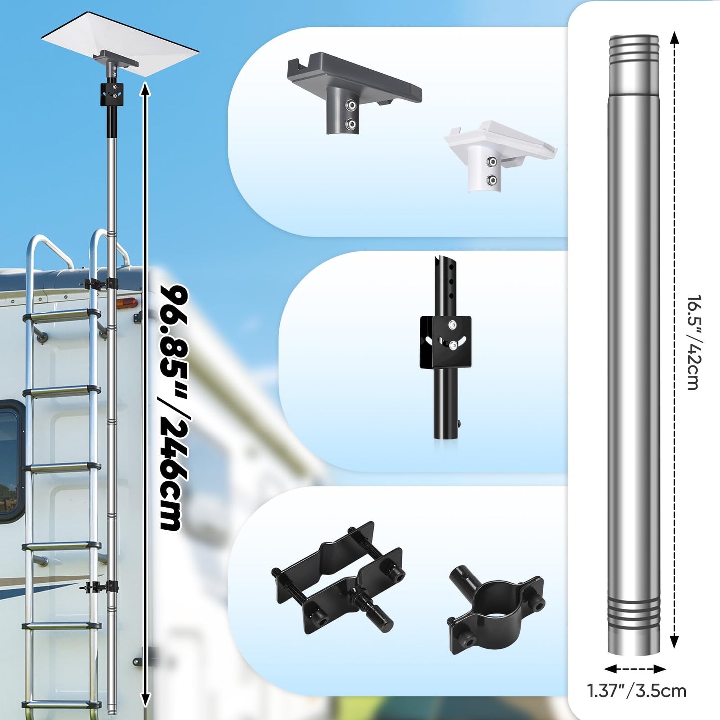 Adjustable Starlink Gen 3 RV Ladder Mount Kit