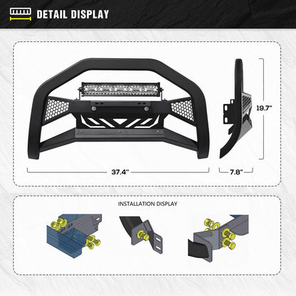 Truck Bull Bar with LED Light & License Plate Frame For 2015-2022 Chevy Colorado & GMC Canyon