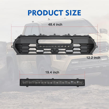 2024 Tacoma Grill Front Hollow Grill Compatible with 2024 2025 Tacoma, tacoma 2024 2025 Matte Black ABS grille, tacoma grill with LED Light