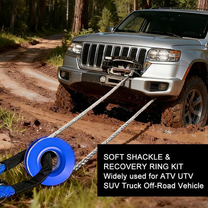 Snatch 66000 LB Recovery Ring with 2 PCS Soft Shackle 1/2" X 22 Inch Winch Rope for ATV UTV SUV Truck Off Road