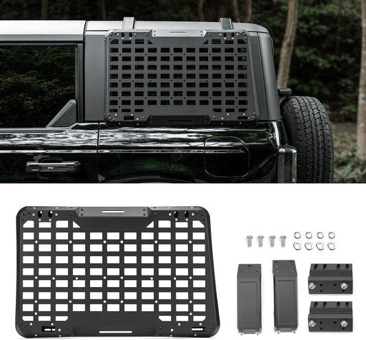 Rear Window Molle Storage Panel Flank Kit, Heavy Duty Protective Decoration Compatible with Ford Bronco 2021-2024 4-Door, Compatible with Passenger side, Aluminum Alloy Off-Road Tool Holder