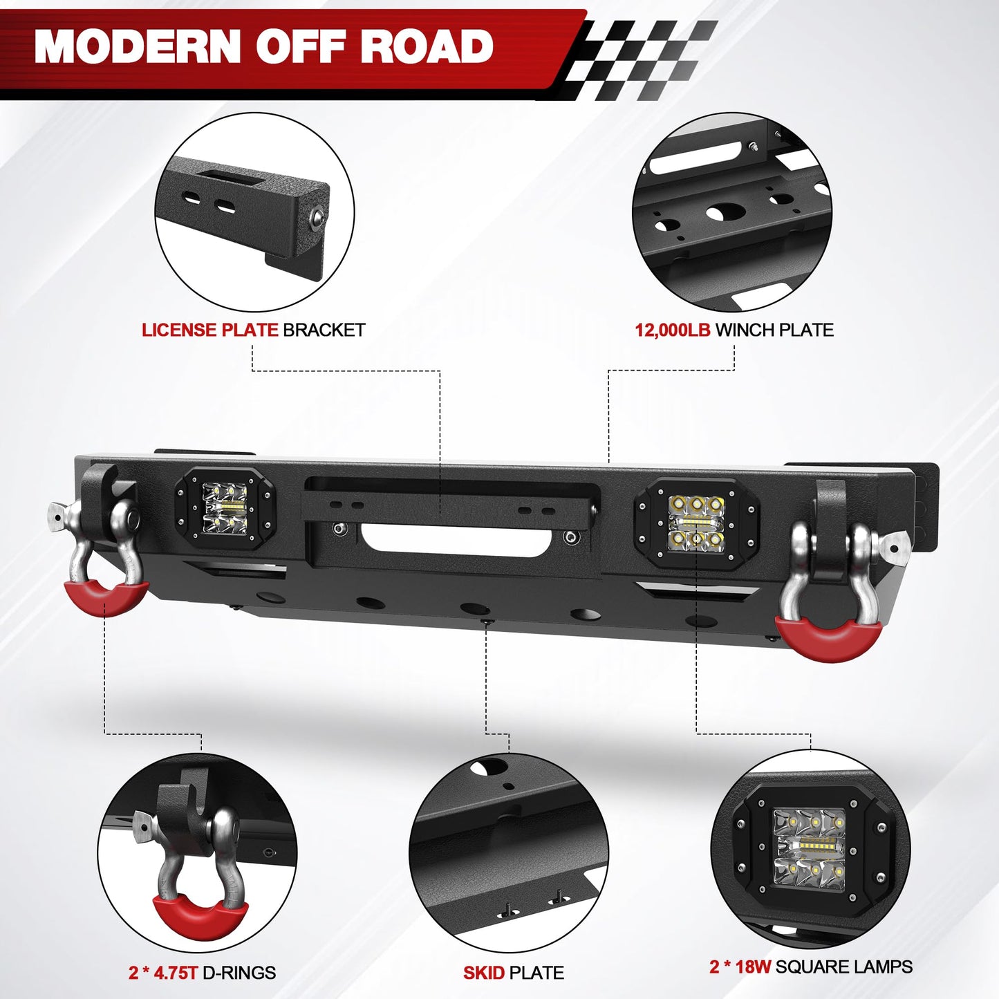 Front Lower/ Rear Bumper with LED Lights for 2024-2026 Toyota Land Cruiser 250