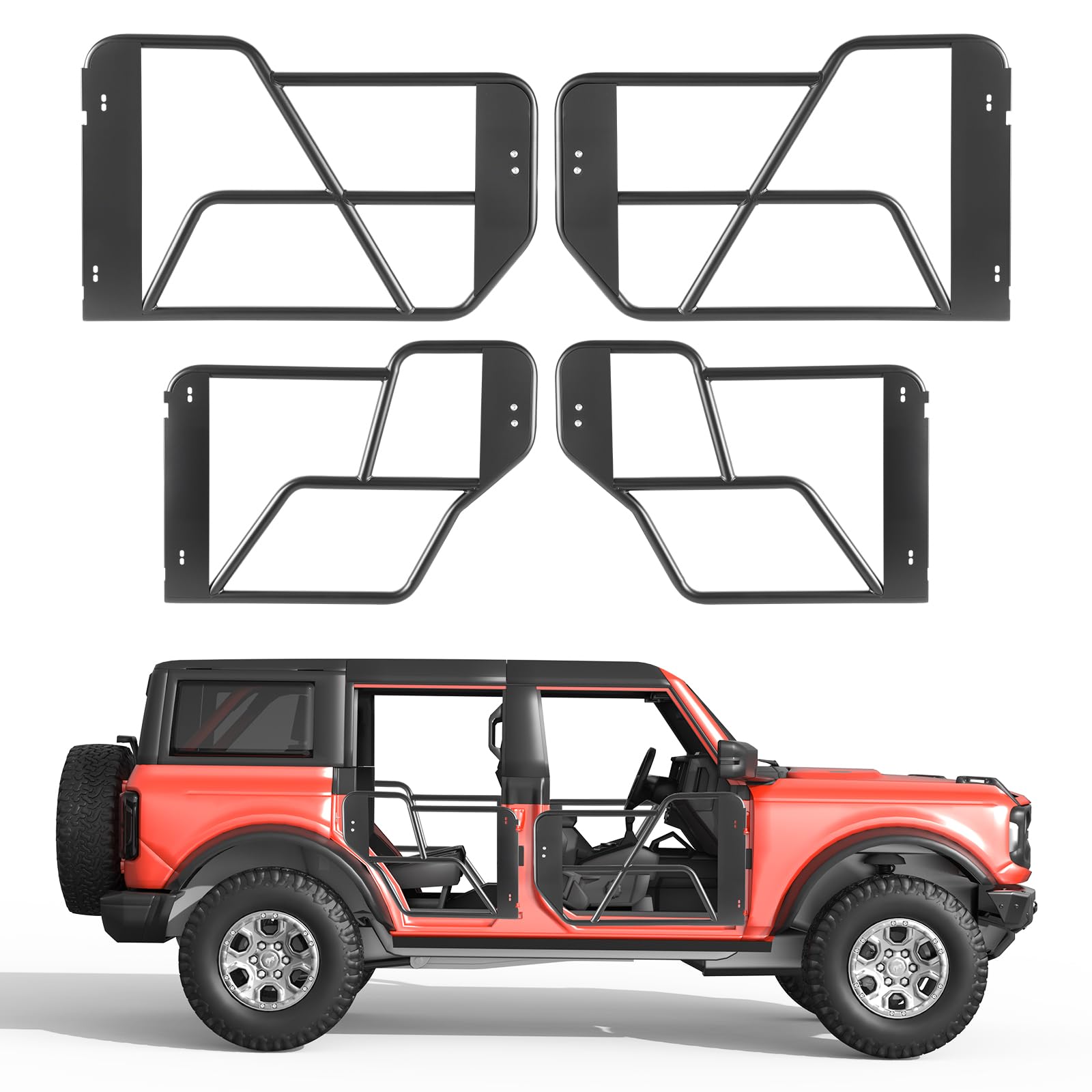 Steel Off Road Front & Rear Tubular Half Doors Compatible with 2021-2026 Ford Bronco (Excluding Bronco Sport)