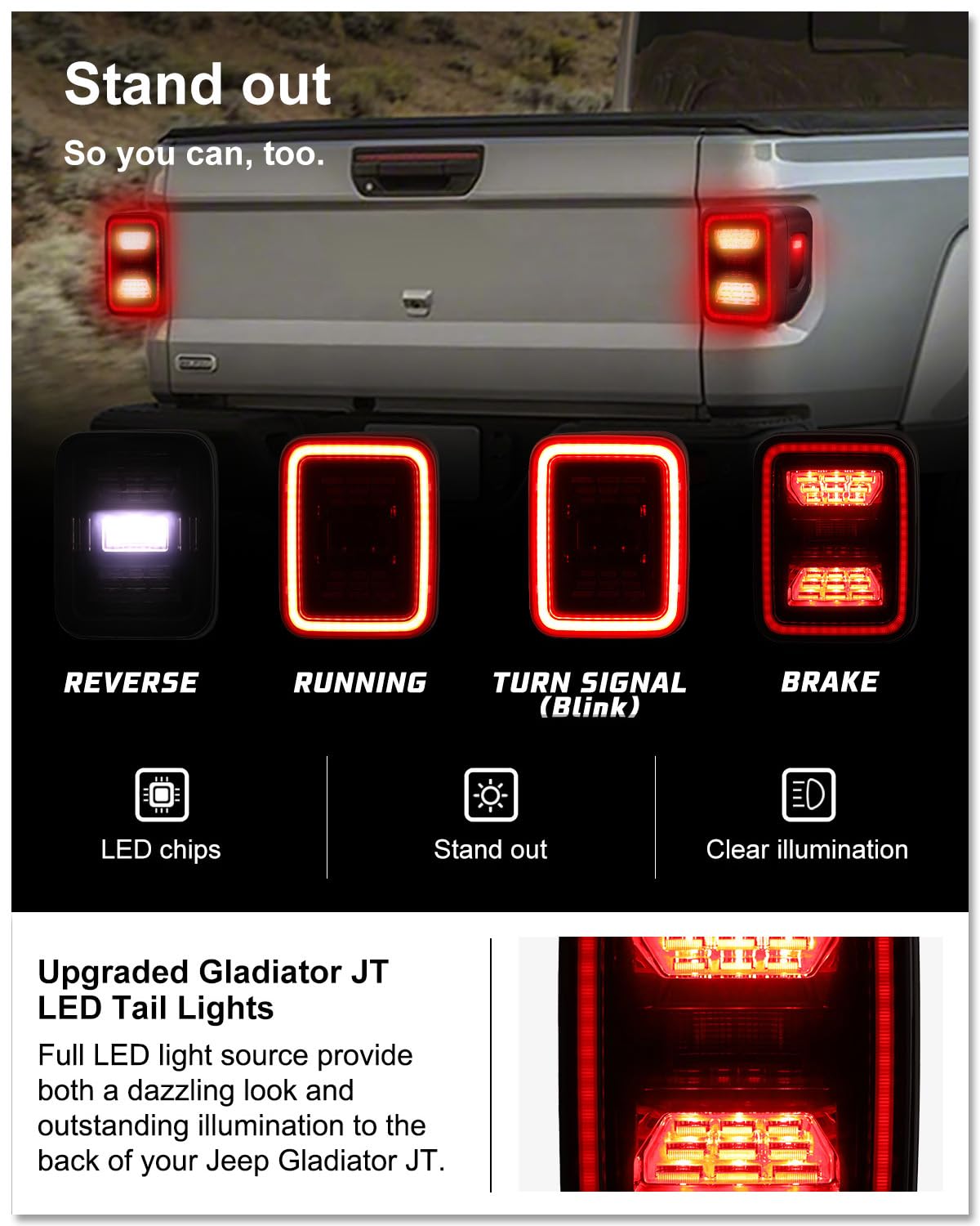 LED Tail Lights for 2020-2026 Jeep Gladiator JT