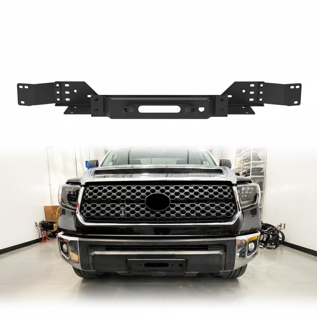 Front Hidden Winch Plate for 2014-2021 Toyota Tundra with Flip-up Licence Plate Mounting Bracket