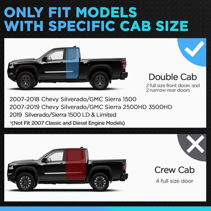 6 inch Running Boards Compatible with 2007-2018 Chevy Silverado/GMC Sierra 1500, 2007-2019 2500HD 3500HD Double/Extended Cab, Textured/Side Step/Nerf Bars (Incl. 2019 Sierra 1500 Limited)