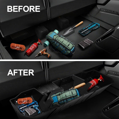Underseat Storage Box Compatible with 2014-2018 Chevy Silverado/GMC Sierra LD, 2015-2019 Silverado/Sierra HD Crew Cab, Black Rear Under Seat Extra Cargo Store