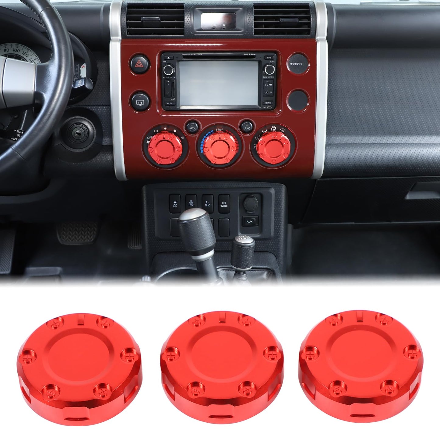 Center Console Air Conditioner Switch Button Knob Trim Cover Compatible with Toyota FJ Cruiser 2007-2021