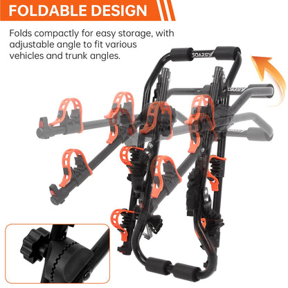 Deluxe Trunk Mount 2-Bike Rack, 70lbs Load, Black/Orange