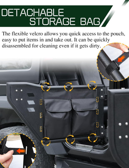 Wrangler JK Tube Half Doors Off Road Tubular Summer Doors Fit for 2007-2018 Jeep Wrangler JK Unlimited 4-Door (exclude JL & JT&2Door Models)| Front & Rear Doors 4PCS |Door storage bag