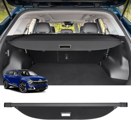 Cargo Cover Compatible with Kia Sportage 2023 2024 Trunk Security Cover Replacement Retractable Shield Shade Accessories No Gap - OMOTOR