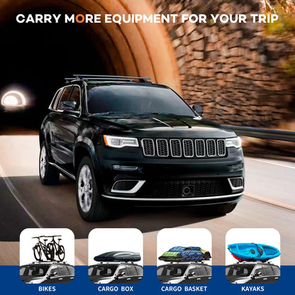Roof Rack Cross Bars Compatible with Jeep Grand Cherokee L 2021-2024 and 2022 2023 2024 Grand Cherokee WL, Heavy Duty 220lb Aluminum Crossbar Racks Roof Rail Rooftop Luggage Canoe Carrier - OMOTOR