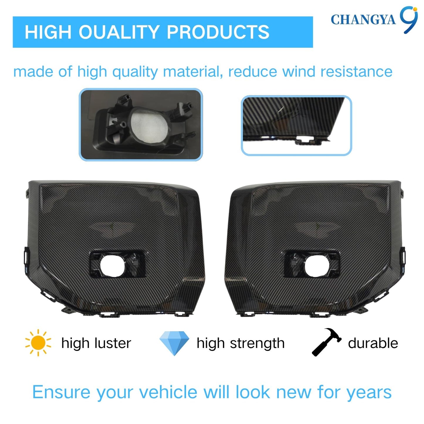 2Pcs front bumper fog light panel W/O radar for 2024-2025 Toyota Land Cruiser Prado LC250