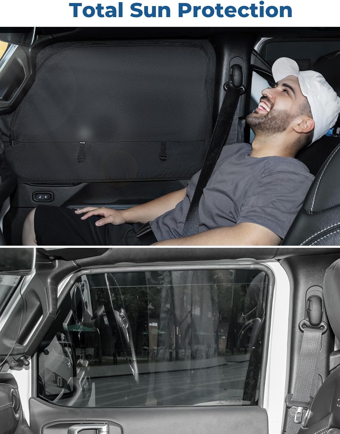 JOYTUTUS Front Wrangler Side Window Sun Shade Camping Window Insect Screen Compatible with Wrangler JK JL Gladiator JT 2007-2024, Car Window Covers for Privacy Blackout 2 Pcs