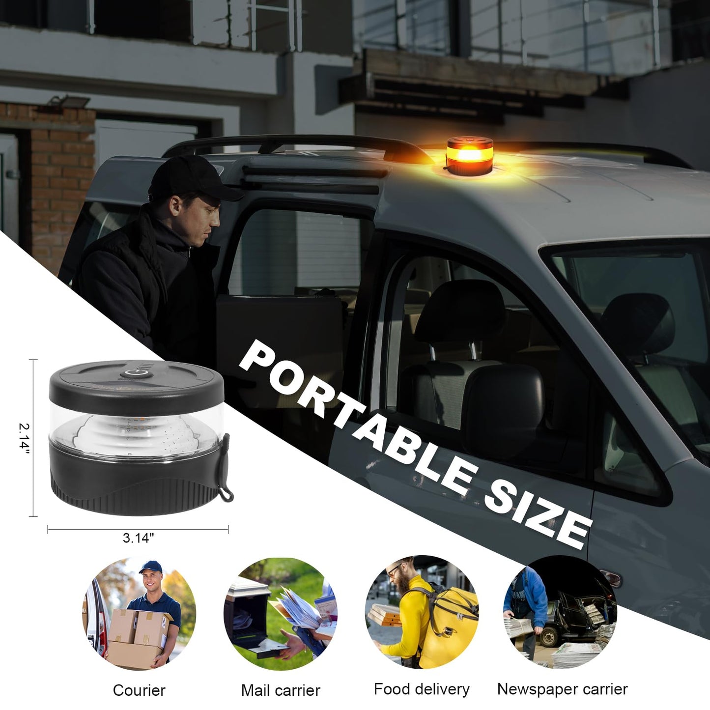 Rechargeable Magnetic Wireless Beacon Light for Trucks, Postal Car Tractor UTV Golf Cart