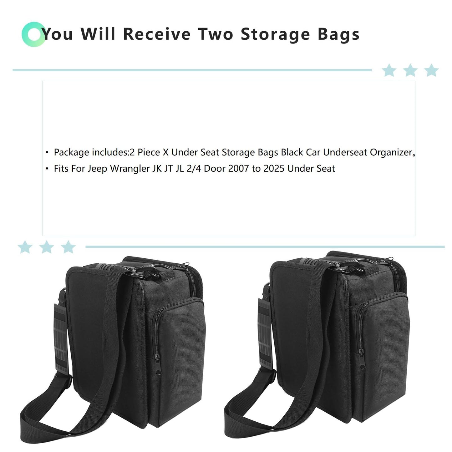 Under Seat Storage Organizer For Jeep Wrangler 2018-2025, 2-Pack
