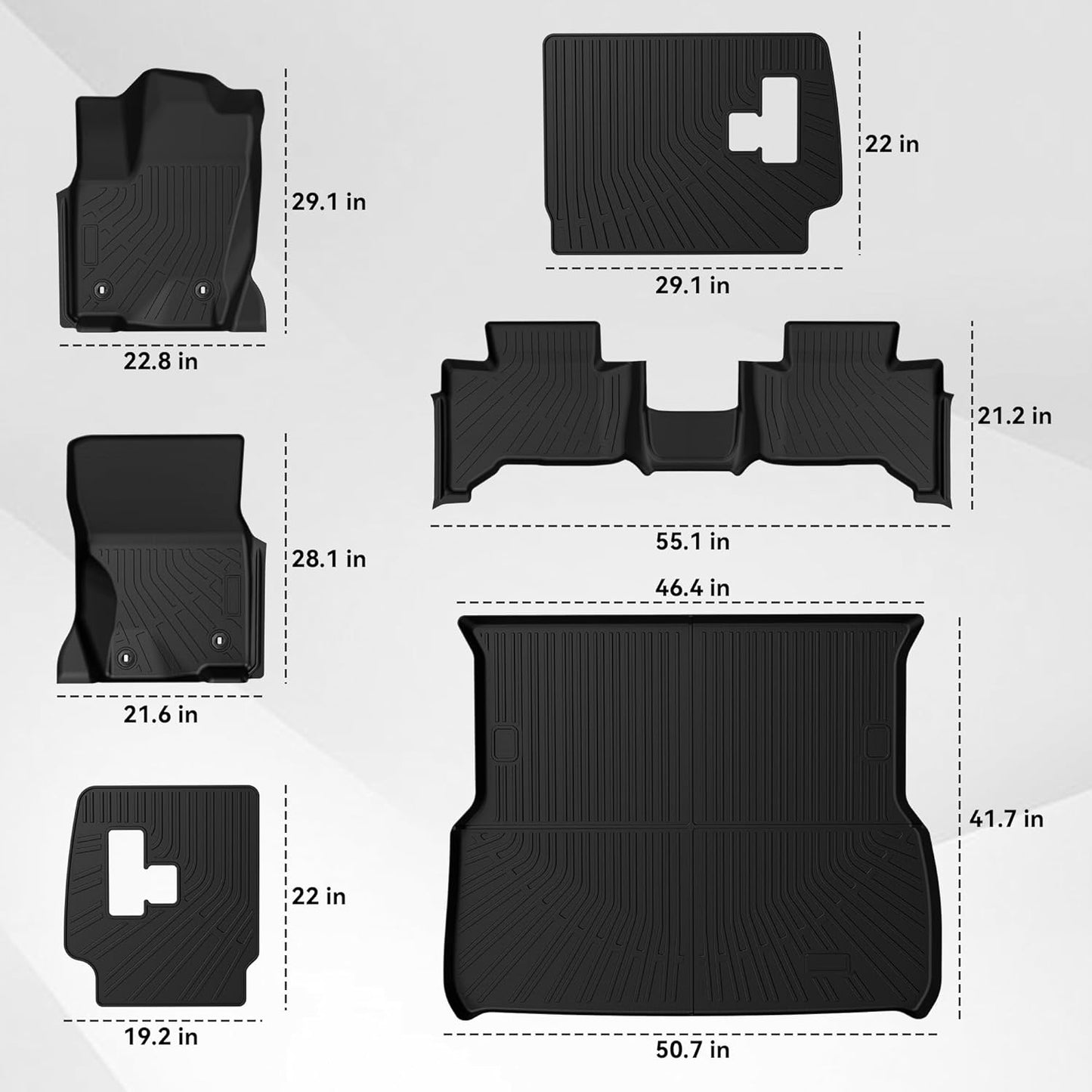 6 Pcs Floor Mats Cargo Mat Fit for Toyota Land Cruiser Prado LC250 2024-2026 / Lexus GX550 2024-2026