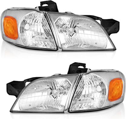 Headlights for 97-05 Chevy Venture, 97-04 Oldsmobile Silhouette, 97-99 Pontiac Trans Sport, 99-05 Pontiac Montana - Black/Chrome Housing - OMOTOR