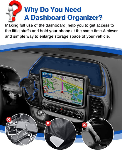 Autorder Phone Holder Mount for 2021 2022 2023 2024 Ford Bronco Sport Accessories Center Console Dashboard Organizer with Phone Stand with Anti-Slip Mat