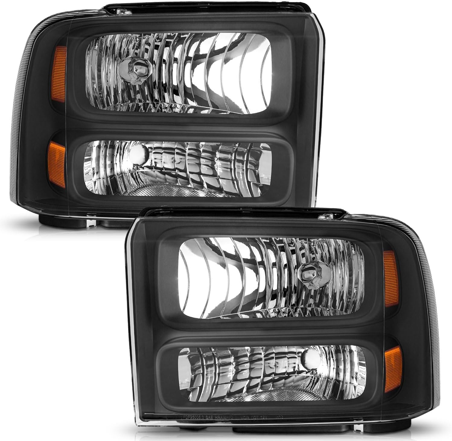 Headlights Compatible with 2005-2007 Ford F250 F350 F450 F550 Super Duty, for 2005 2006 2007 Ford F250 Headlamp Replacement Black Housing