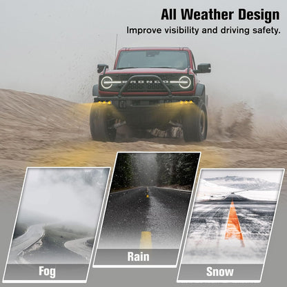 LED Front Bumper Fog Light with Mounts, Modular Bumper Fog Lamps Accessories, Ultra-Bright Amber Light Source Compatible with Ford Bronco 2021 2022 2023 2/4 Door