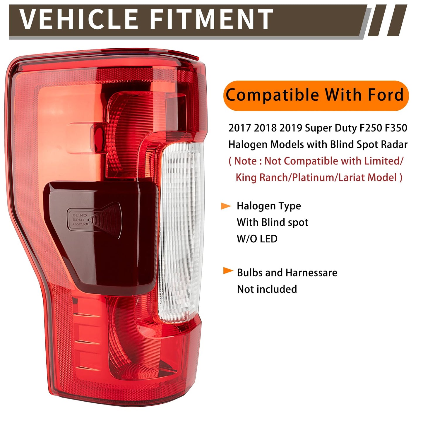 Tail Light Assembly Compatible With Ford F250 F350 Super Duty 2017 2018 2019