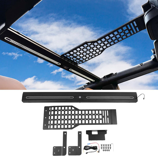 Overhead Molle Panel with Integrated LED Ceiling Light for 2021-2025 Ford Bronco 4 Door Roof Reinforcement Cross Bar Interior Accessories