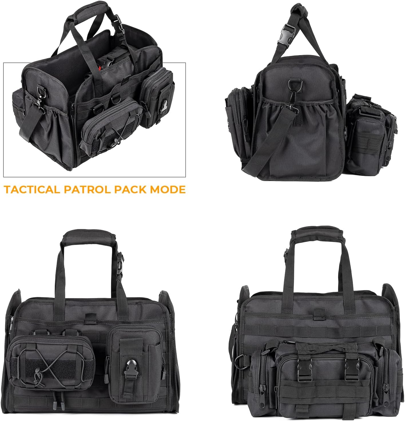 Universal Tactical Car Seat Back Organizer Patrol Bag Tactical Molle Vehicle Organizers with 5 Detachable Molle Pouches Multi-function Designed
