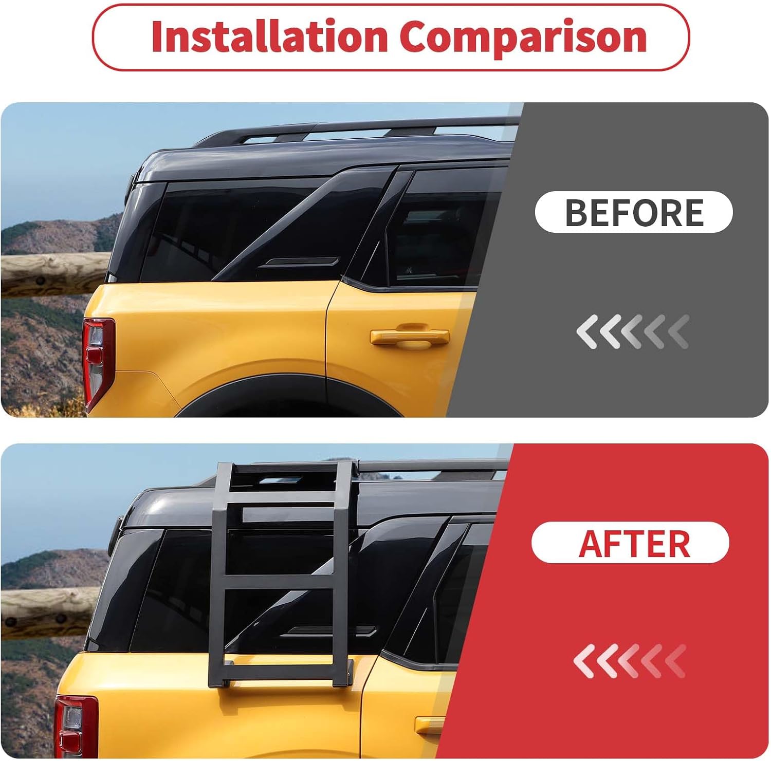 Linskip Alloy Side Ladder Compatible with 2021-2024 2025 Ford Bronco Sport, Side Window Roof Step Ladder for Bronco Sport Exterior Accessories(Passenger Side)