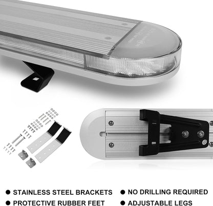 48" High-intensity LED Roof Mount Emergency Strobe Light Bar – 29 Flash Modes, Amber, for Tow Trucks & Construction Vehicles with Control Panel & Alley Lights - OMOTOR