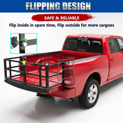 Universal Pickup Truck Bed Extender Rack, 46 to 65" Foldable Adjustable Width for Ford Toyota Nissan Chevy GMC Hyundai Dodge