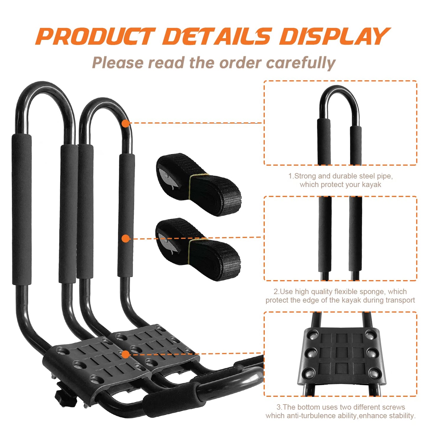 Heavy-Duty J-Bar Kayak Roof Rack for Canoes and SUVs