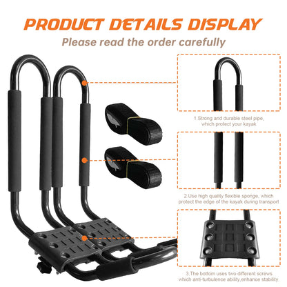 Heavy-Duty J-Bar Kayak Roof Rack for Canoes and SUVs
