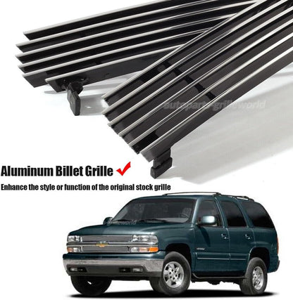 Billet Grille Grill for 1999-2002 Chevy Silverado 1500/2006 Tahoe Front Grille Insert Mirror Polished Main Upper Grill
