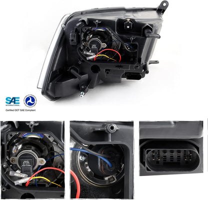 For 09-18 Dodge Ram 1500 2500 3500 Projector & Bar LED Headlights With Light Bulb Set - OMOTOR