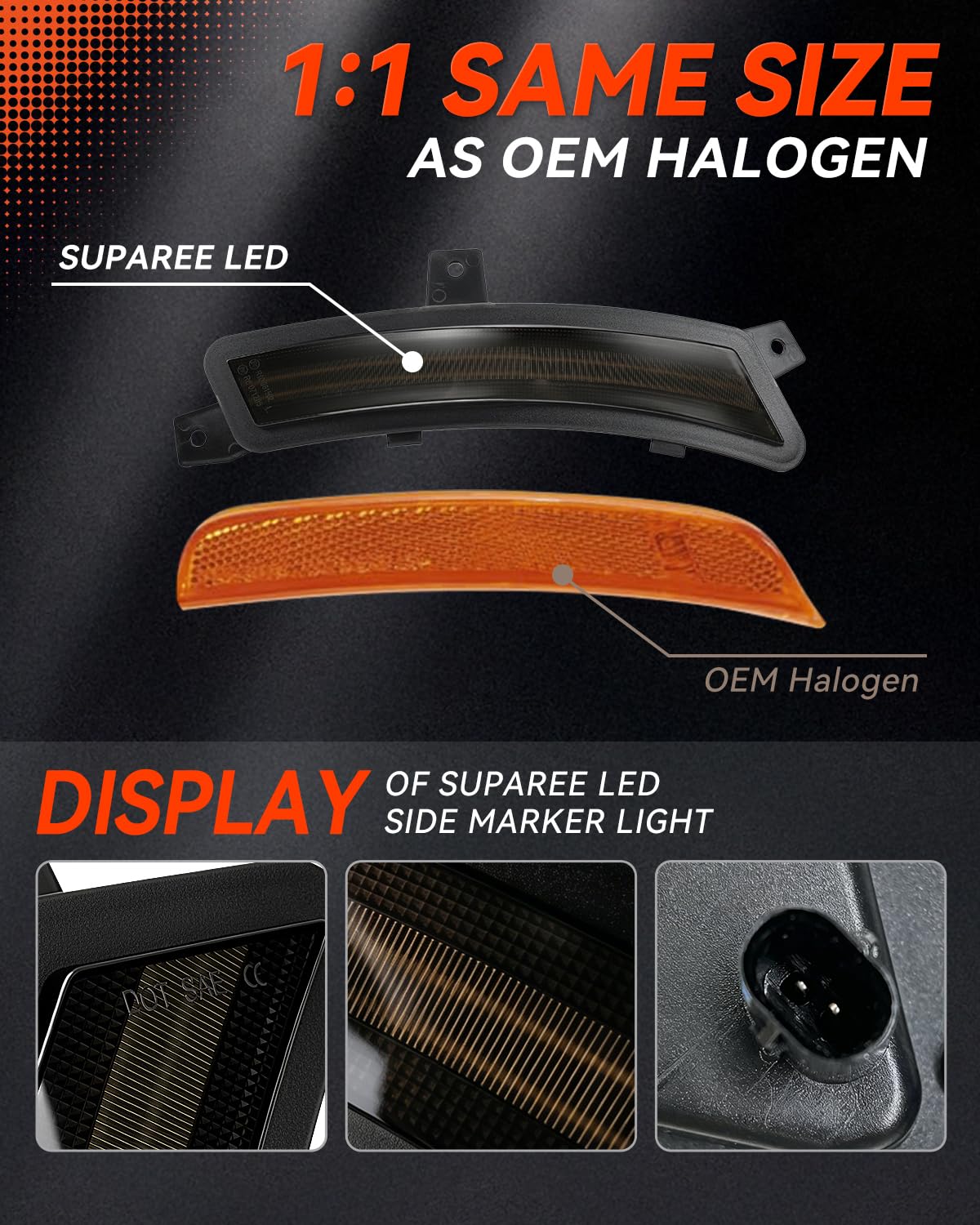 LED Side Marker Lights for 2025-2026 GMC Yukon XL, Chevy Tahoe Suburban, Smoked Lens