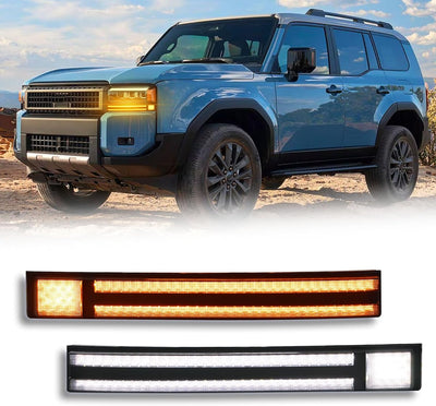 White/Amber LED Front Bumper Fog Light Compatible with Toyota Land Cruiser 2024 2025 First Edition&Base, Prado 250 LC250 J250