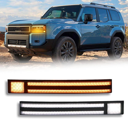 White/Amber LED Front Bumper Fog Light Compatible with Toyota Land Cruiser 2024 2025 First Edition&Base, Prado 250 LC250 J250