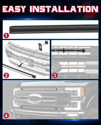 OFFROADTOWN 37 Inch 2PCS Amber LED Grille Light Bar Kit for 2017-2022 Ford Super Duty F-250 Curved Front Grille Light Kit DRL LED Grille Lights Warning Lights Waterproof Ford Accessories