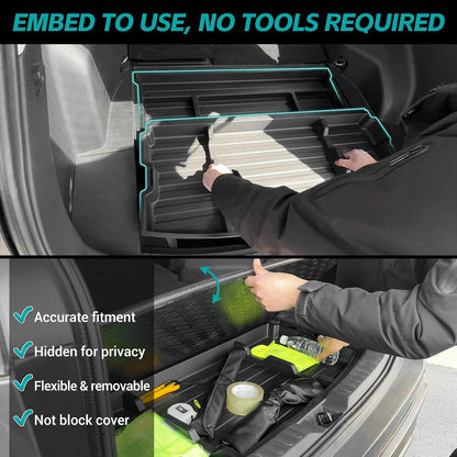 Hidden Trunk Organizer Tray Compatible with 2019-2025 Toyota RAV4 LE XLE XSE Hybrid (Not Prime)