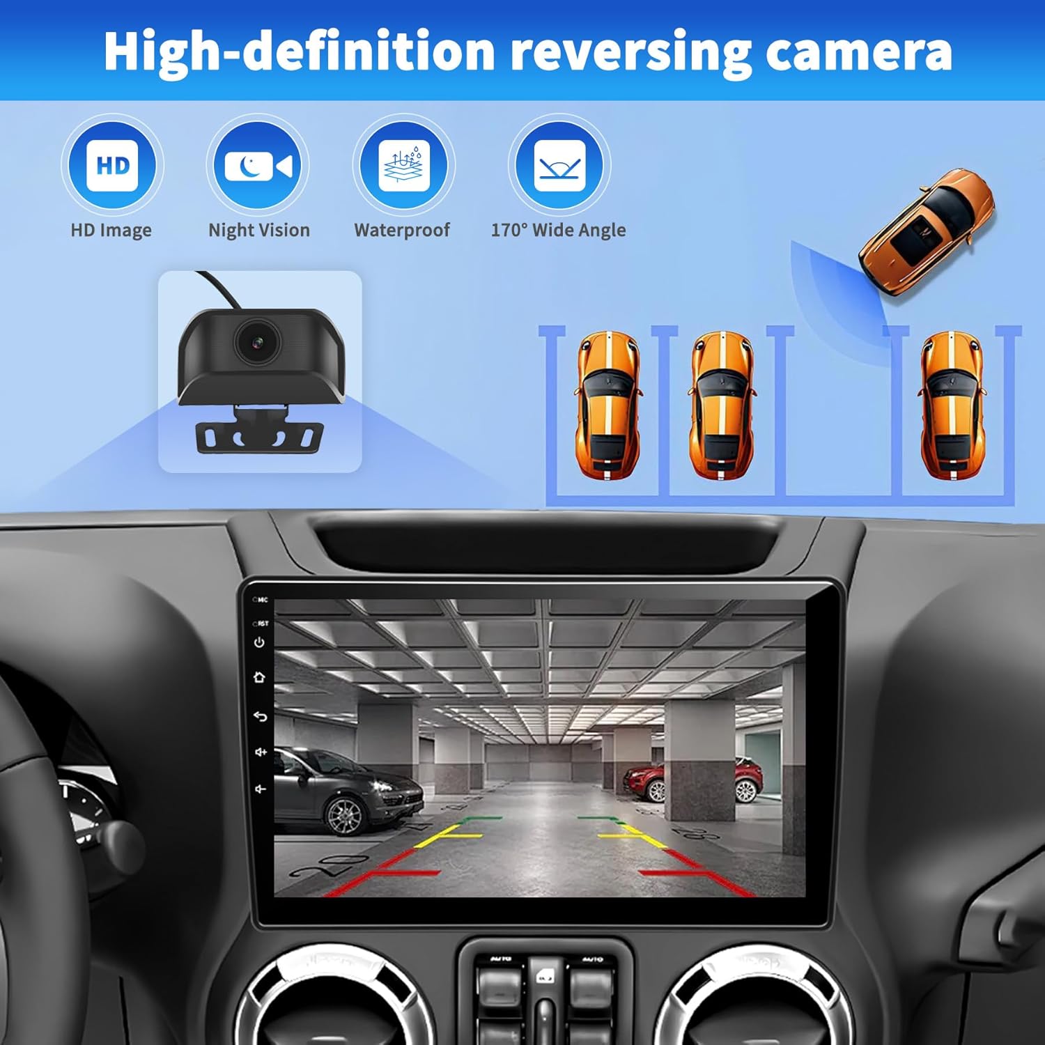 Car Stereo Radio for Jeep Wrangler JK Compass Grand Cherokee Dodge Ram 1500, Android 13 2GB+64GB, 10 inch IPS Touchscreen Wireless CarPlay Android Auto GPS Bluetooth AM/FM WiFi SWC, Backup Camera