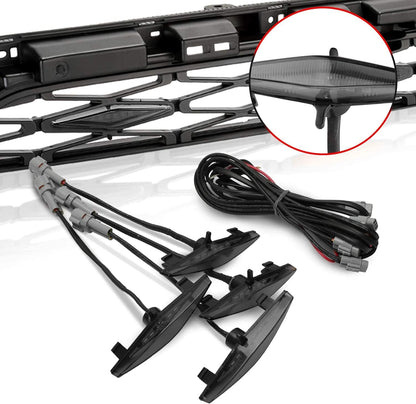 SEVEN SPARTA 4 PCS Grill Led Lights Compatible with Toyota 4Runner 2014-2024 TRD Pro Grille and 2014-2019 SR5, Premium, Limited, TRD Off-Road, Fuse and Instruction Included (Smoke Shell/Amber Light)