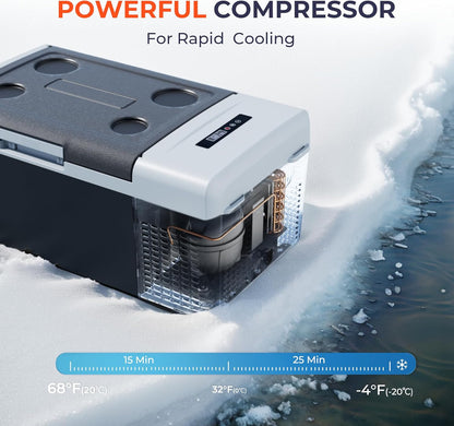 12 Volt Refrigerator Portable Fridge - 16Quart(15L) Electric Cooler Compressor fridge -4℉~68℉, 12/24V DC & 100-240V AC Car Refrigerator for Camping, RV, Fashing, Travel, Home