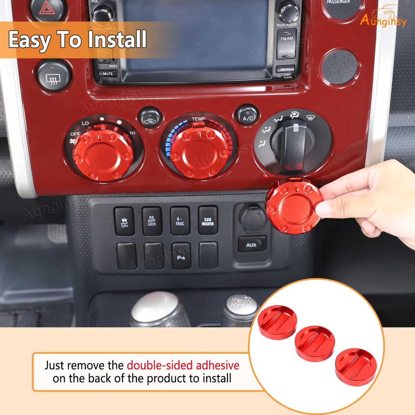 Center Console Air Conditioner Switch Button Knob Trim Cover Compatible with Toyota FJ Cruiser 2007-2021