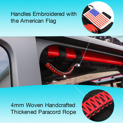 Paracord Grab Handles with American Flag For Jeep Wrangler CJ YJ TJ JL JK LJ JLU JKU & for Gladiator JT 1955-2023