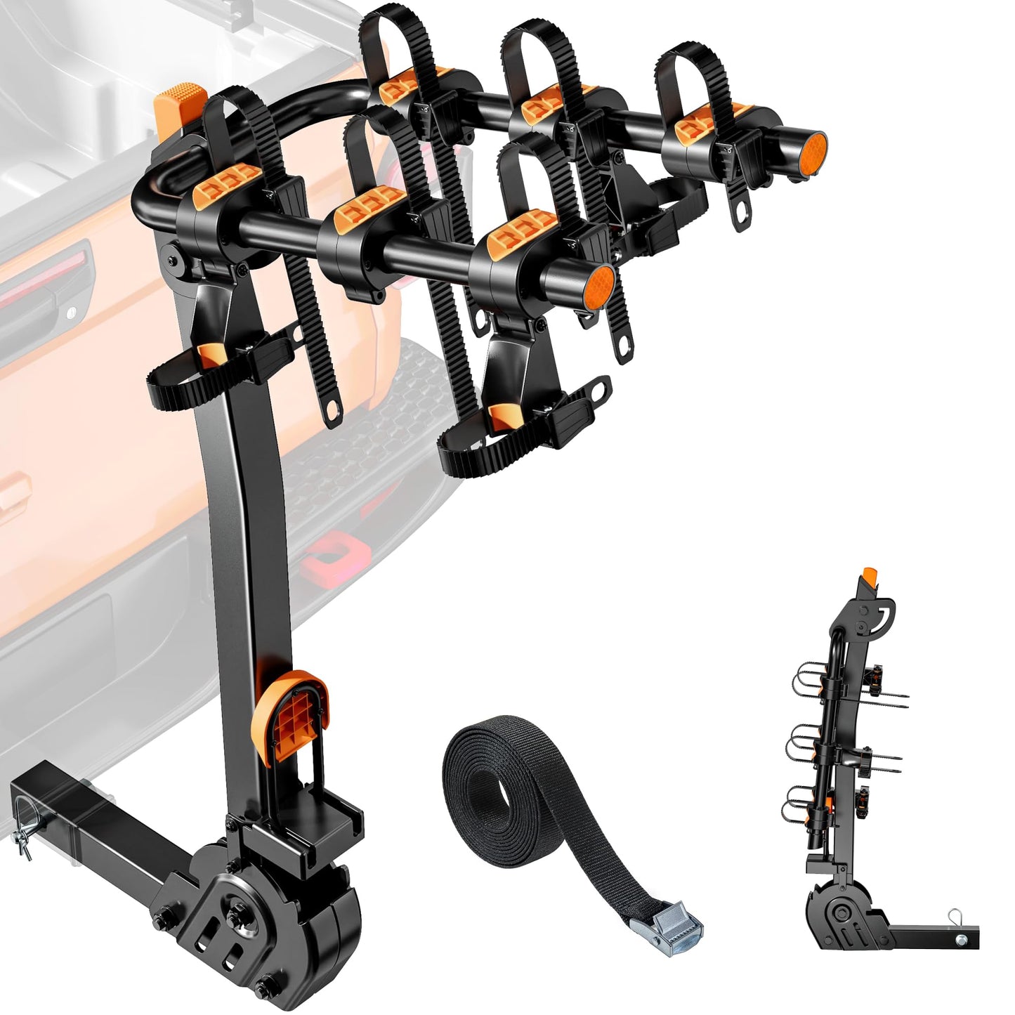 Heavy-Duty 3-Bike Hitch Rack for Cars, Trucks, SUVs