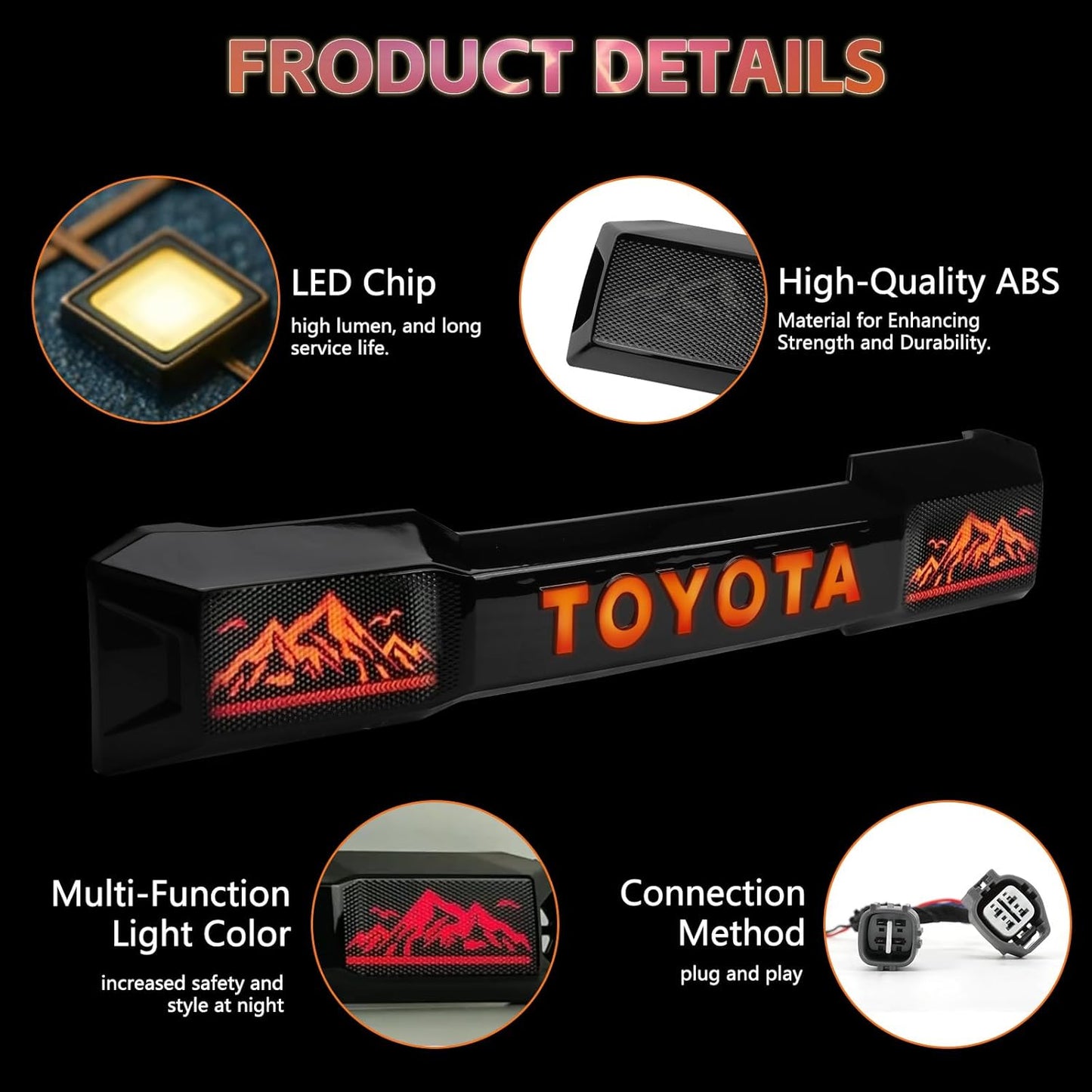 LED Trunk Tail Light for 2025 2026 Toyota 4Runner, Dynamic Flowing Turn Signal, Width Tailgate Ambient Lighting with Snow Mountain, Plug and Play, 2025 4Runner Accessories