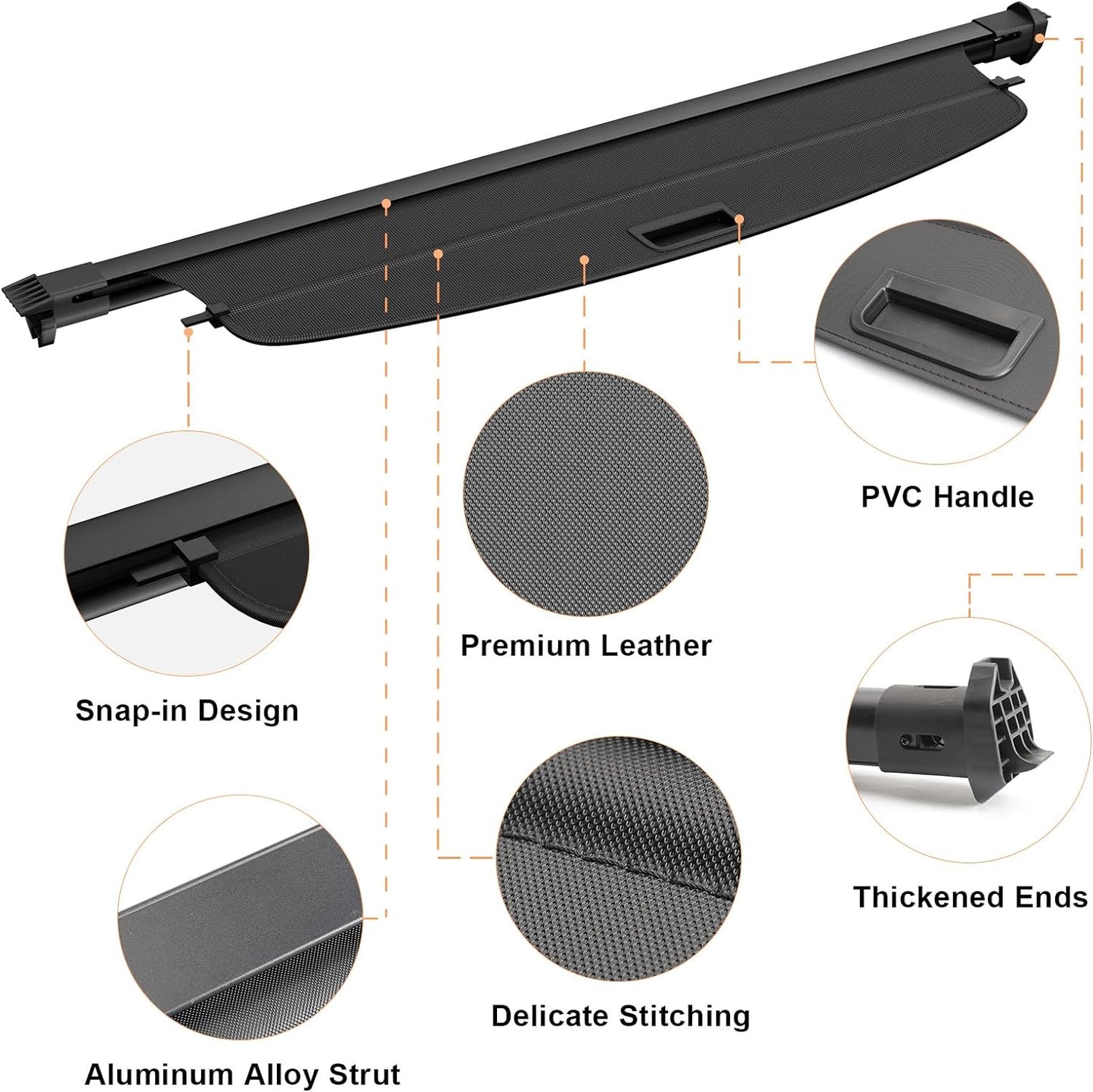 Compatible with All-New 2024-2022 Jeep Grand Cherokee(2 Row; WL) 4XE Rear Cargo Security Shade Cover Privacy Screen Retractable Rear Storage Tonneau Cargo Cover Luggage Security Shield Shade