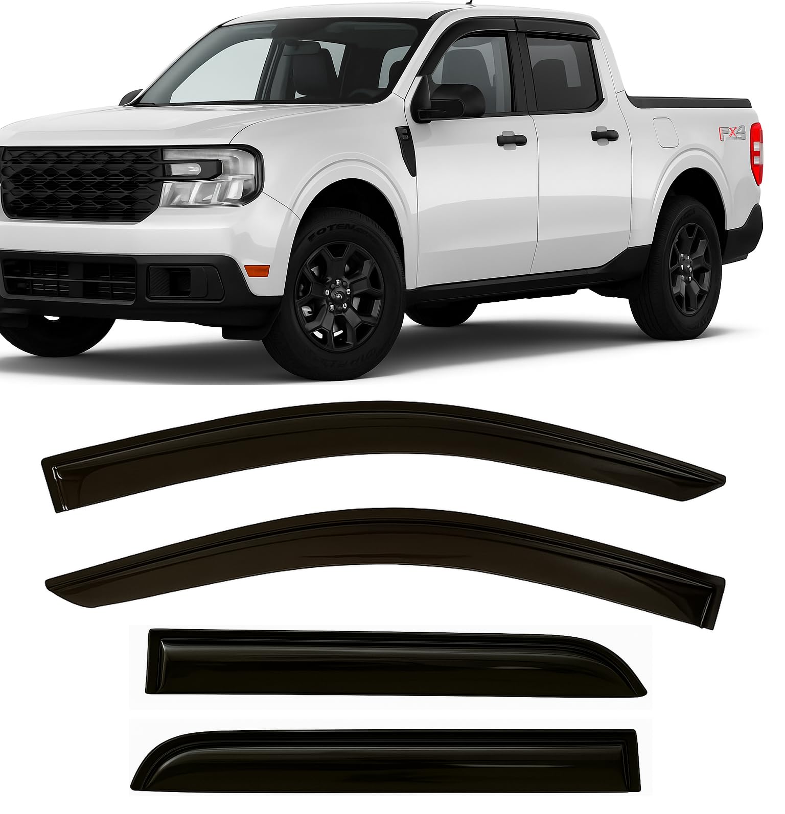 2021-2026 Tape-On Rain Guards for Ford Bronco Side Window Visor Deflectors Sport Big Bend Outer Banks Badlands 2022 2023 2024 2025