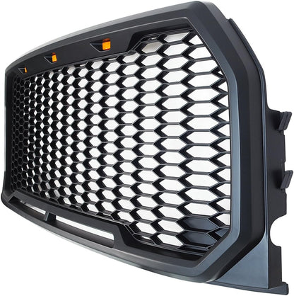 Front Grille with Amber LED Lights Compatible with 2015-2017 F150 Pickup